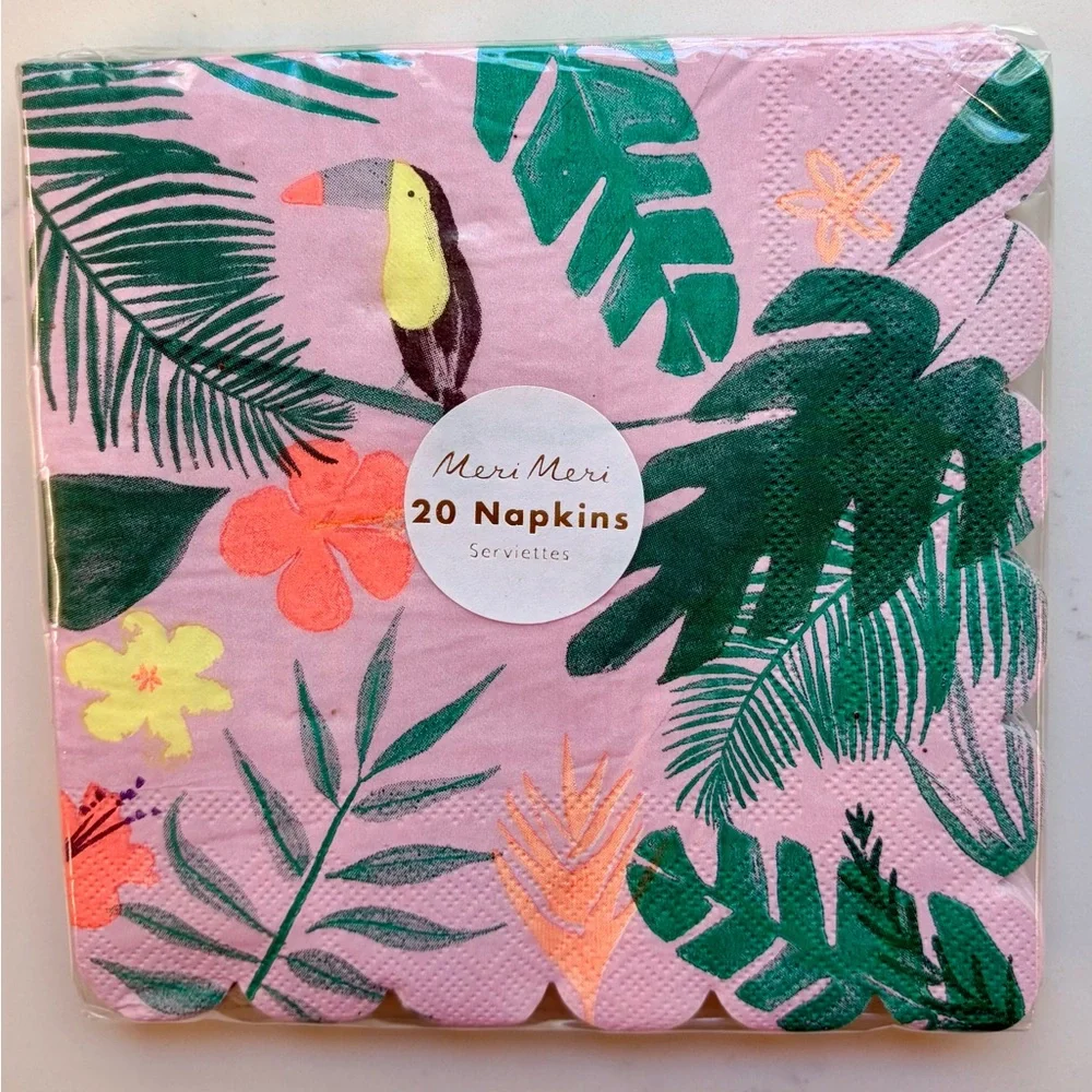 Tropical Party Tableware Set - Green and Pink